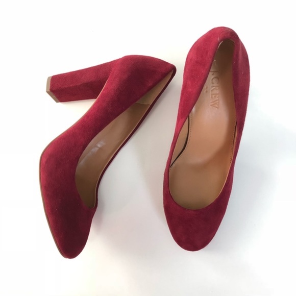 J. Crew Shoes - J. Crew Burgundy Olive Suede Pump Block Heel B0569